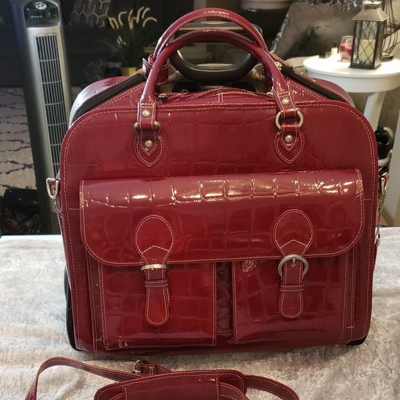 Siamod Handbags - Siamod Red Rolling Laptop Case